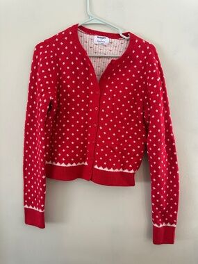 Old Navy Red Dot-Pattern Button Cardigan